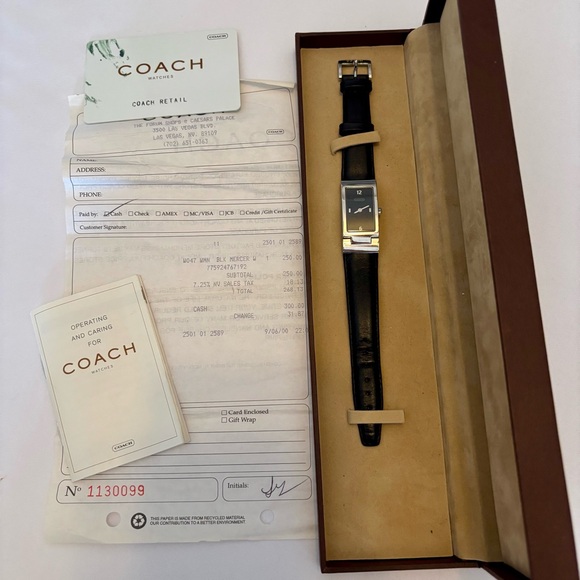 Coach Accessories - Coach Black Leather Strap Watch